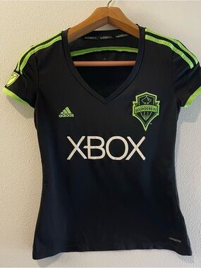 Adidas Seattle Sounders 2014 MLS Pitch Black Soccer Jersey 3rd Third Women sz M